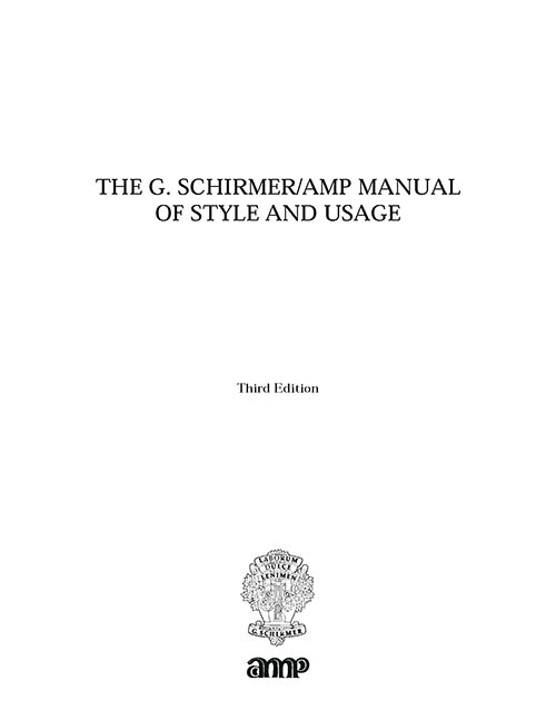 G. Schirmer/amp: Manual Of Style Pdf